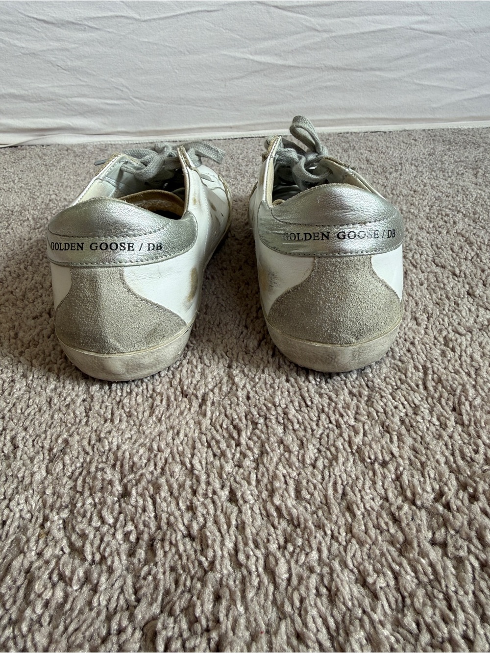 Golden Goose superstar distressed White Leather Sneakers with Gray Star - Picture 7 of 14